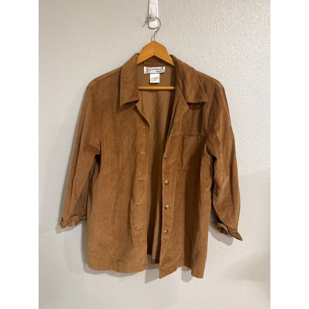 Sarah Bentley Corduroy Shirt Women Med Brown Long‎ Sleeve Button Down Shacket